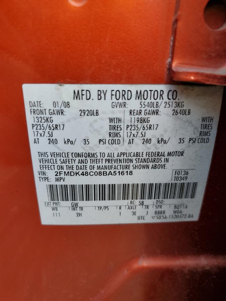 2FMDK48C08BA51618 2008 Ford Edge Sel