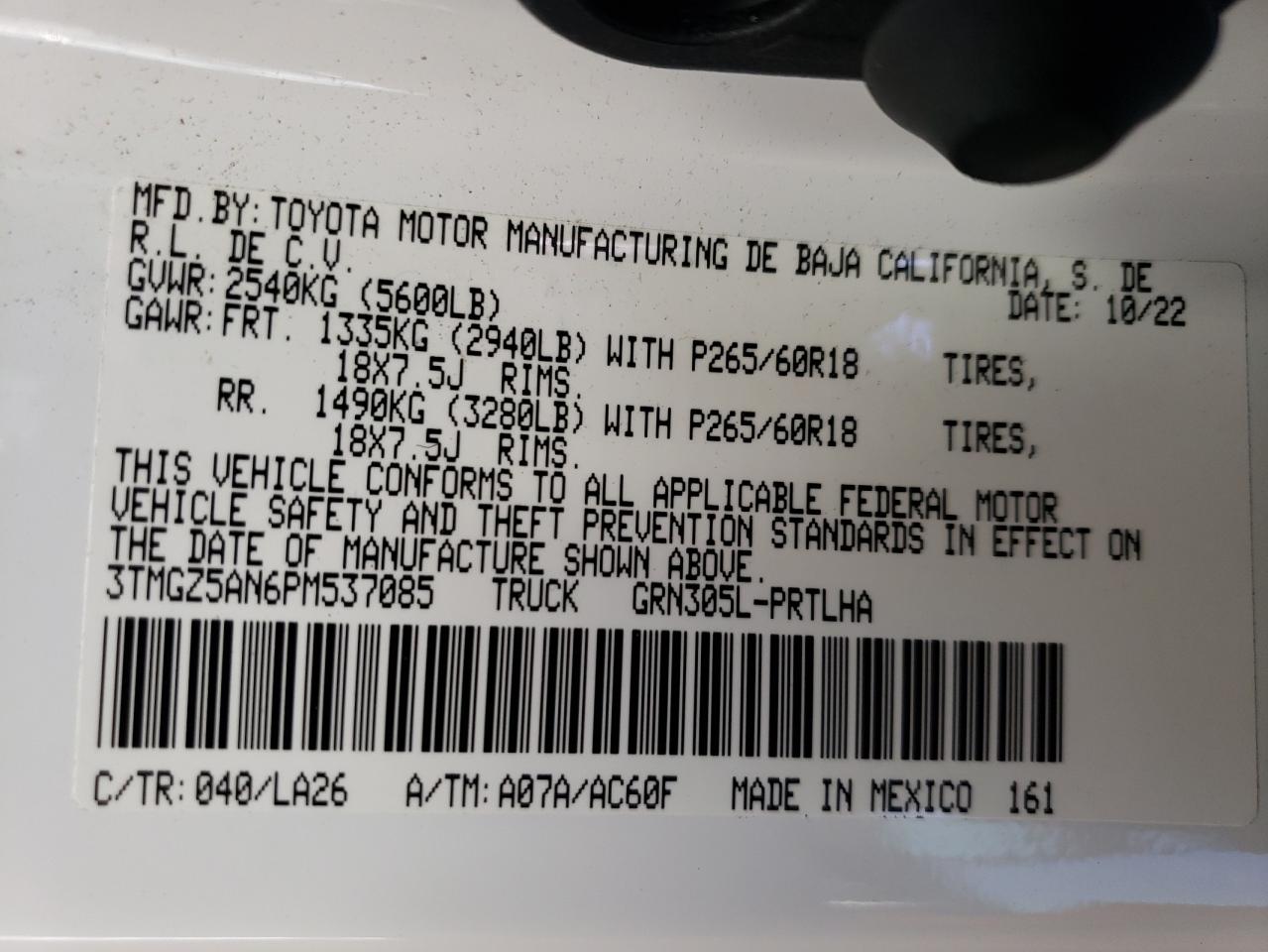 2023 Toyota Tacoma Double Cab VIN: 3TMGZ5AN6PM537085 Lot: 70290044