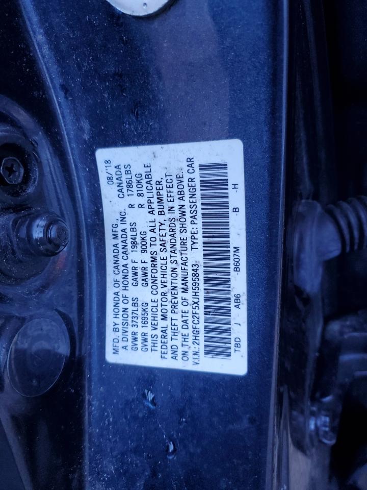 2HGFC2F5XJH595843 2018 Honda Civic Lx