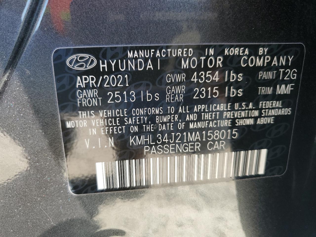 KMHL34J21MA158015 2021 Hyundai Sonata Limited