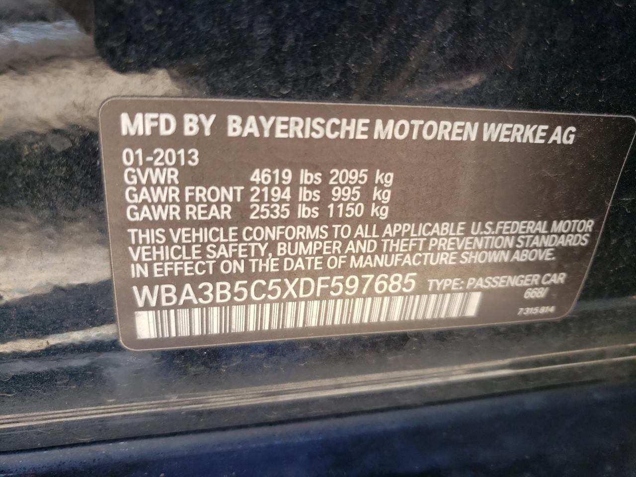 WBA3B5C5XDF597685 2013 BMW 328 Xi Sulev