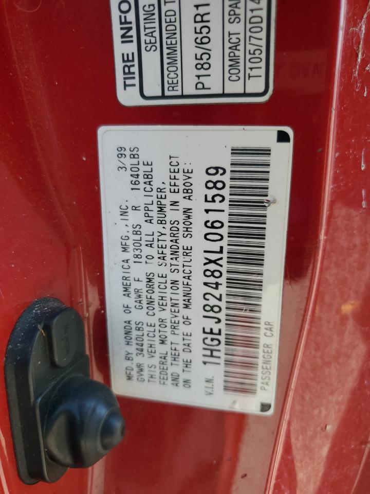 1999 Honda Civic Ex VIN: 1HGEJ8248XL061589 Lot: 69982644