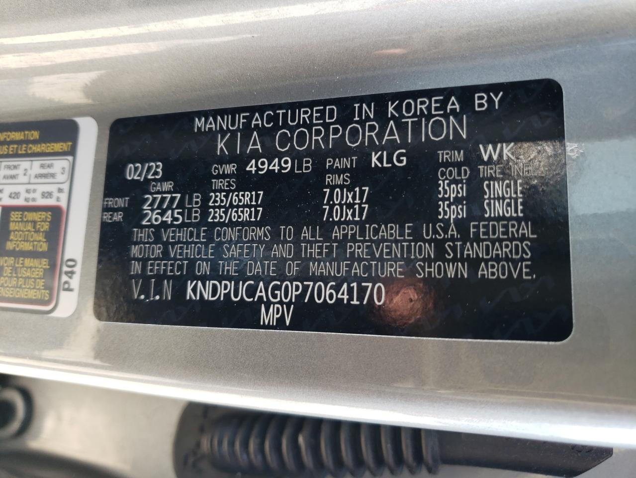 KNDPUCAG0P7064170 2023 Kia Sportage Lx