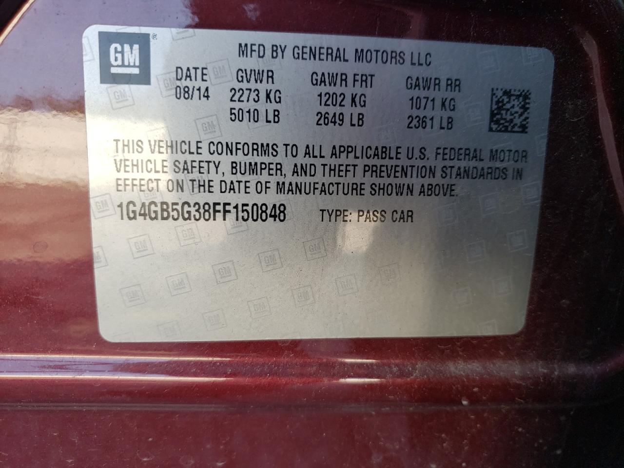 2015 Buick Lacrosse VIN: 1G4GB5G38FF150848 Lot: 71181324