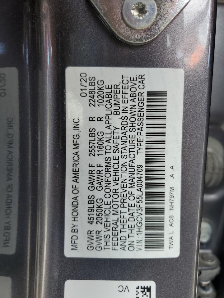 1HGCV3F55LA004709 2020 Honda Accord Hybrid Exl