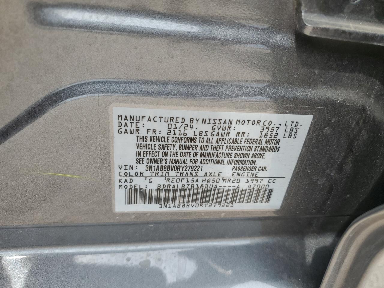 3N1AB8BV0RY279221 2024 Nissan Sentra S