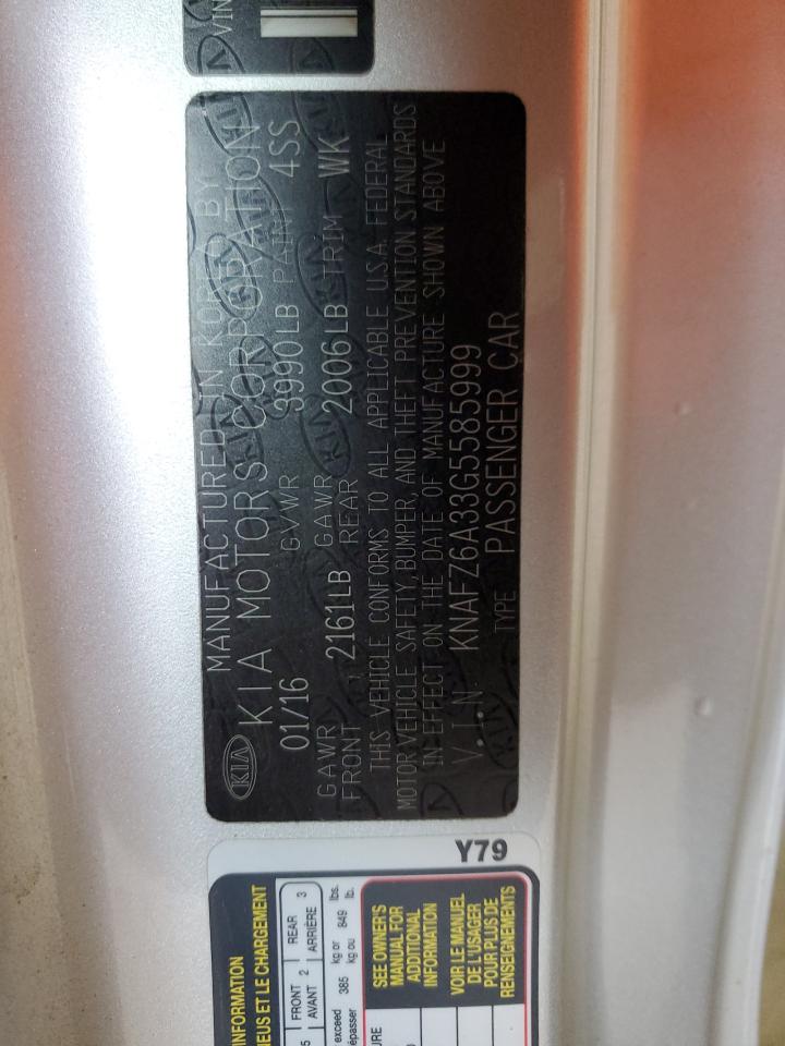 2016 Kia Forte Sx VIN: KNAFZ6A33G5585999 Lot: 73249534