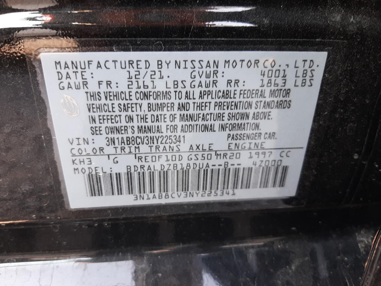 2022 Nissan Sentra Sv VIN: 3N1AB8CV3NY225341 Lot: 68871644