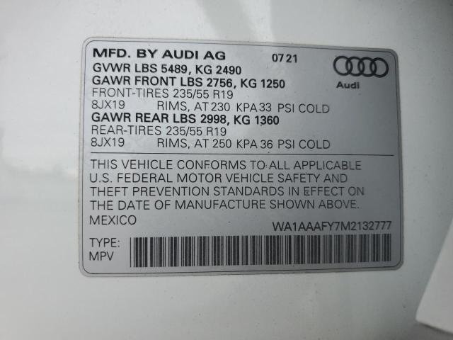 WA1AAAFY7M2132777 Audi Q5 PREMIUM 15