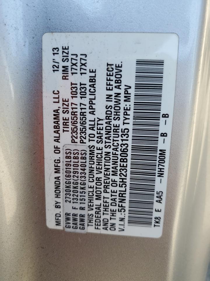 5FNRL5H23EB063135 2014 Honda Odyssey Lx