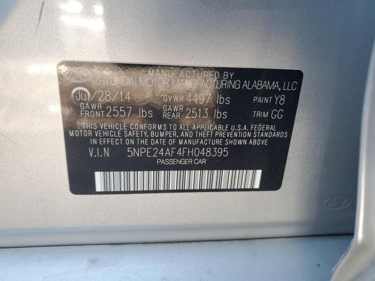 5NPE24AF4FH048395 2015 Hyundai Sonata Se