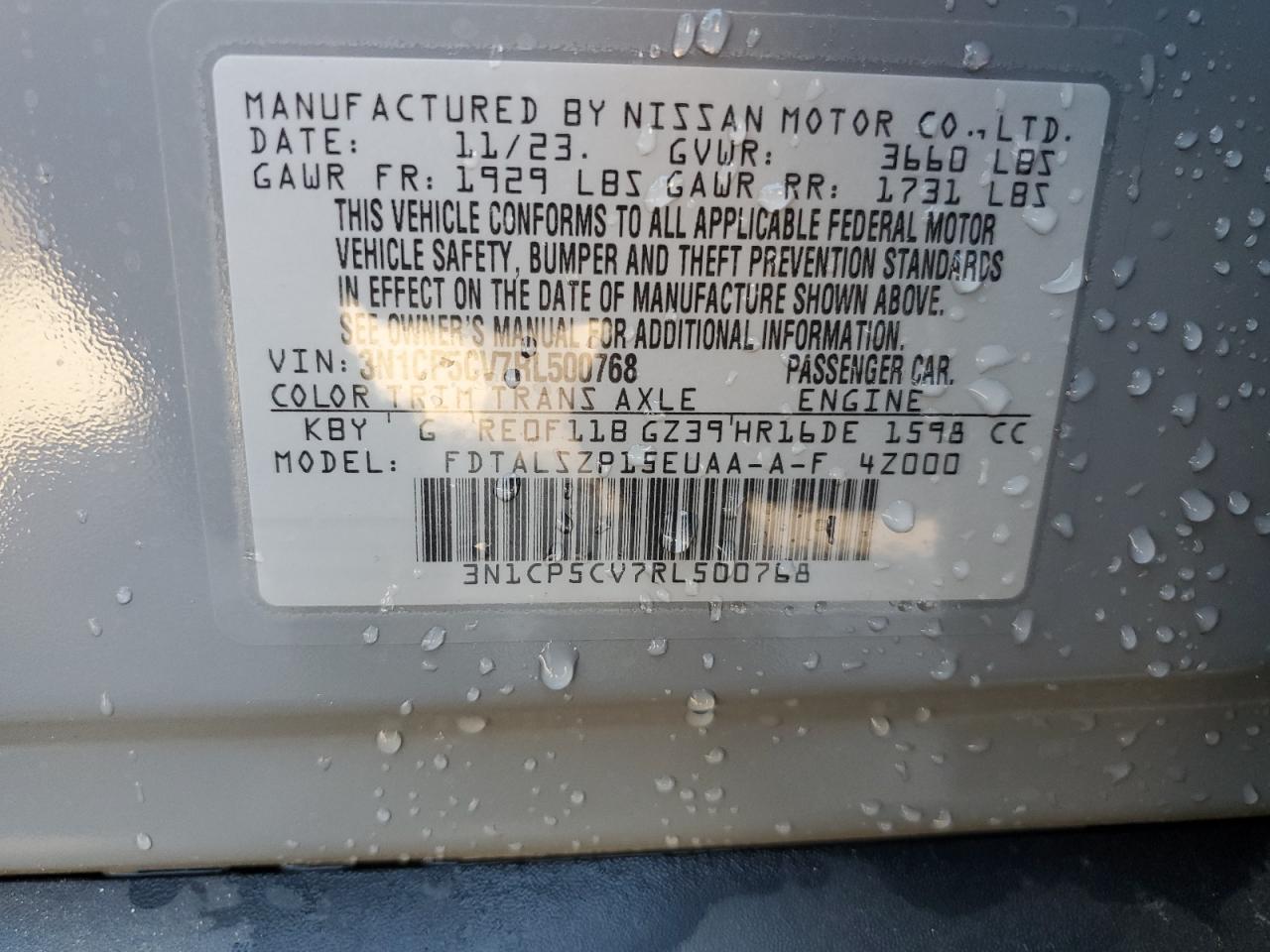 3N1CP5CV7RL500768 2024 Nissan Kicks Sv