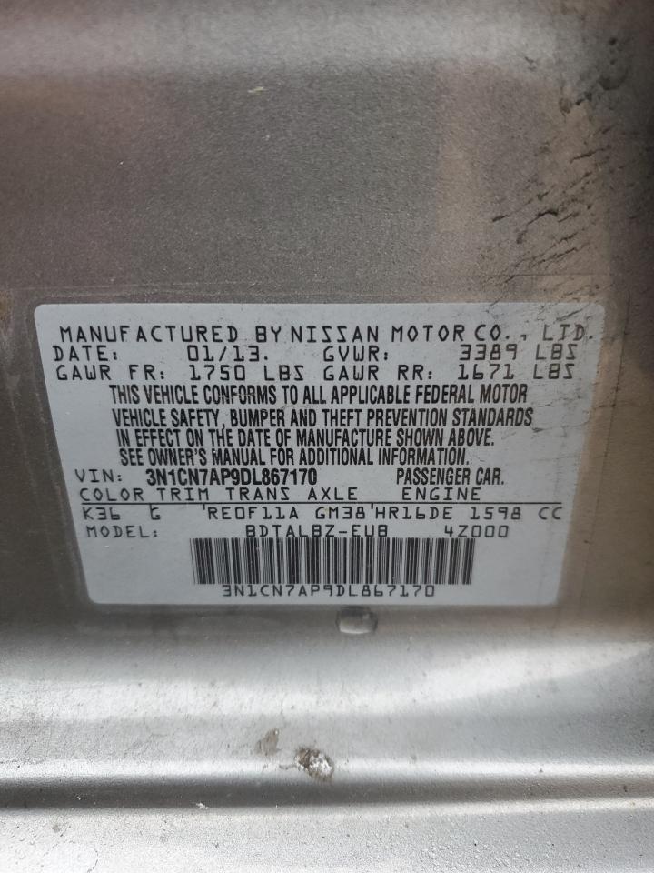 3N1CN7AP9DL867170 2013 Nissan Versa S