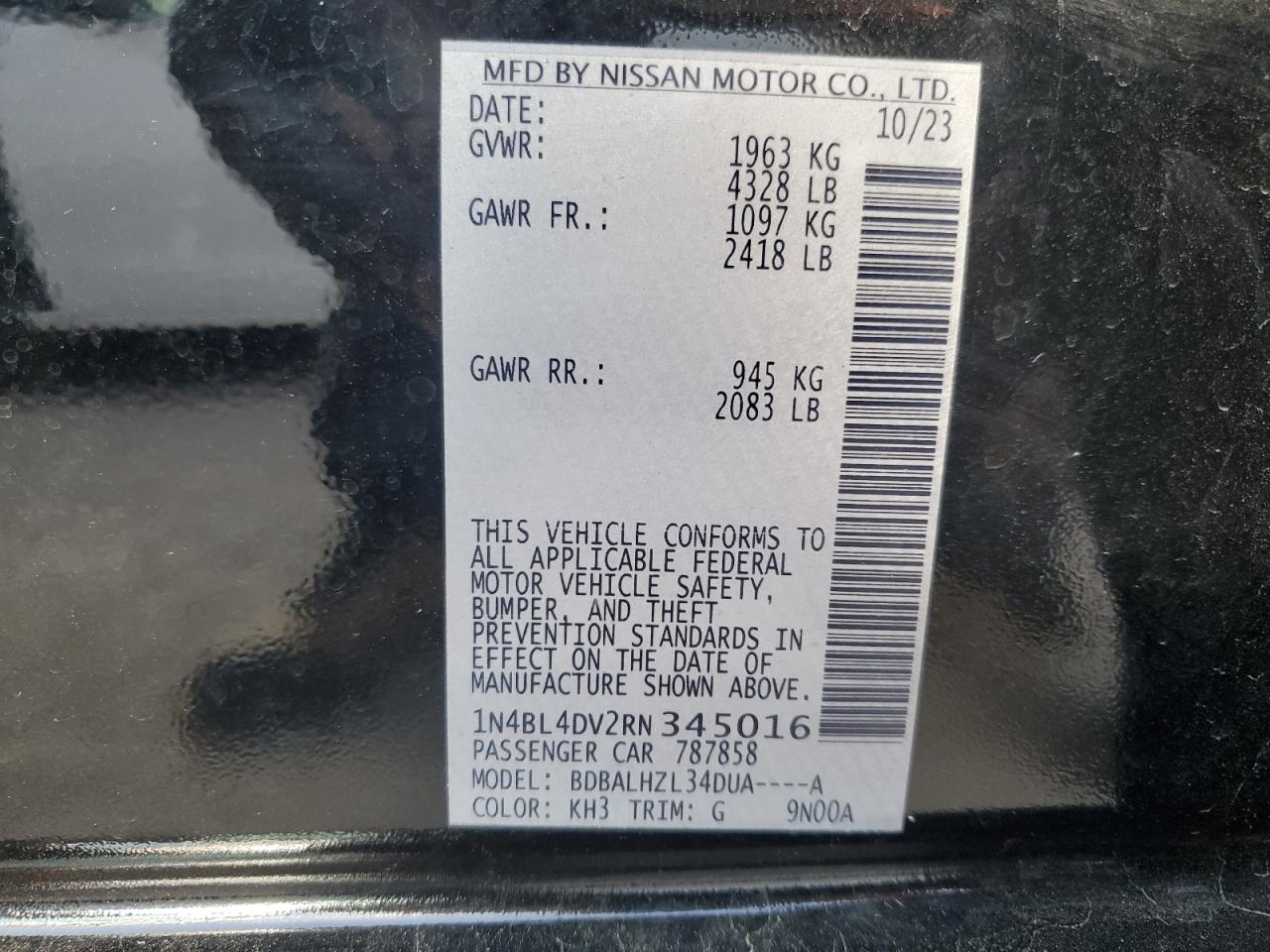 1N4BL4DV2RN345016 2024 Nissan Altima Sv