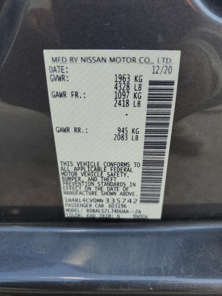 1N4BL4CV0MN335742 2021 Nissan Altima Sr