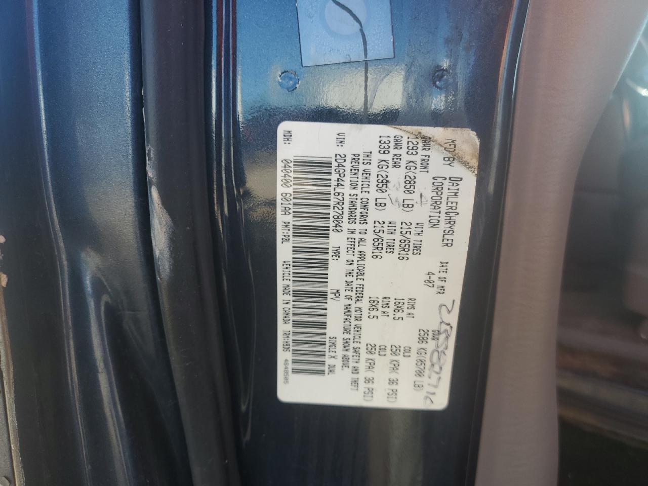 2D4GP44L67R278040 2007 Dodge Grand Caravan Sxt