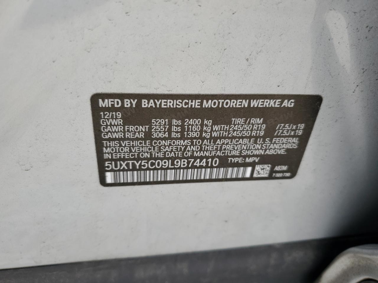 5UXTY5C09L9B74410 2020 BMW X3 xDrive30I