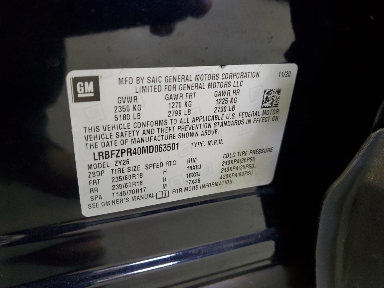 LRBFZPR40MD063501 2021 Buick Envision Essence