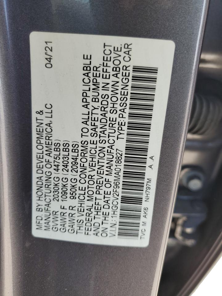 1HGCV2F96MA018827 2021 Honda Accord Touring