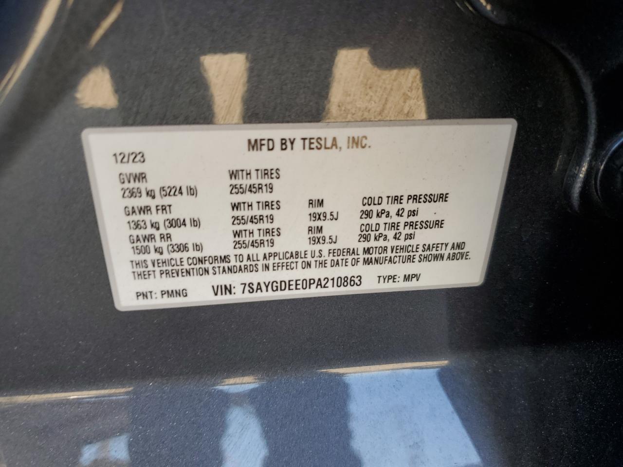 2023 Tesla Model Y VIN: 7SAYGDEE0PA210863 Lot: 70820984