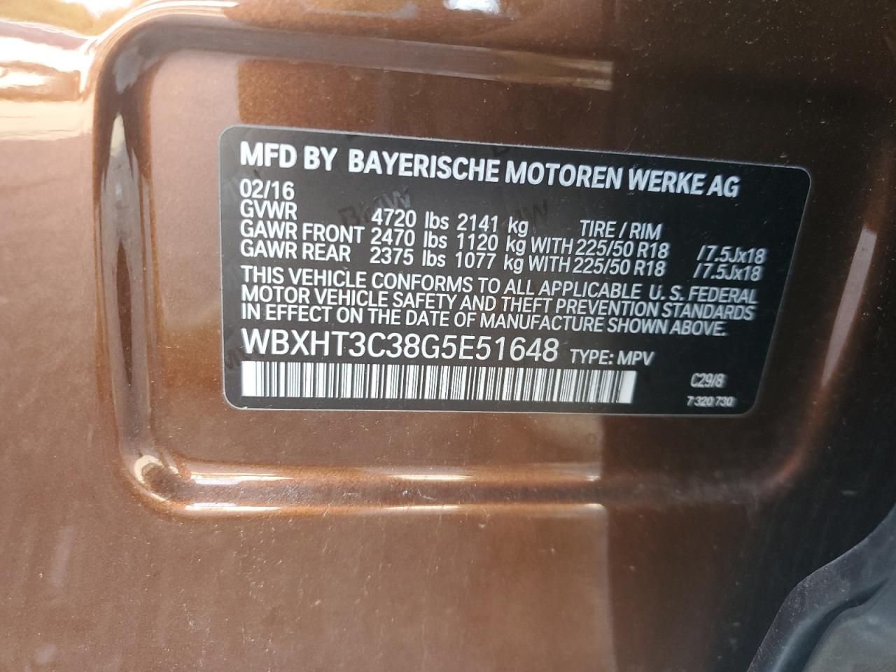 WBXHT3C38G5E51648 2016 BMW X1 xDrive28I