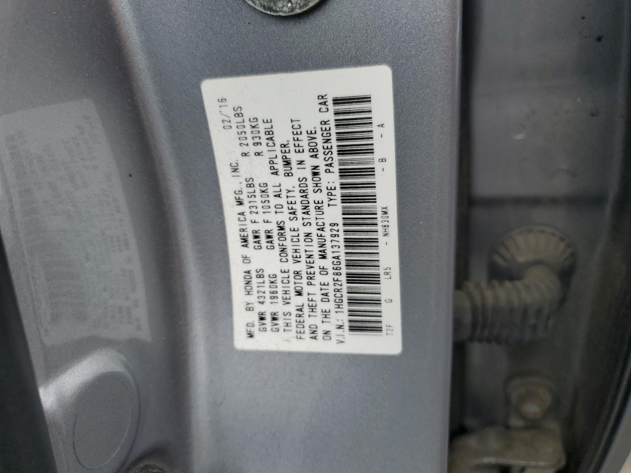 1HGCR2F86GA137929 2016 Honda Accord Exl