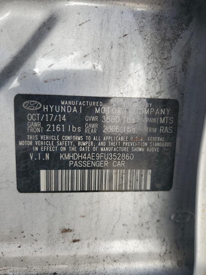 2015 Hyundai Elantra Se VIN: KMHDH4AE9FU352860 Lot: 72600144