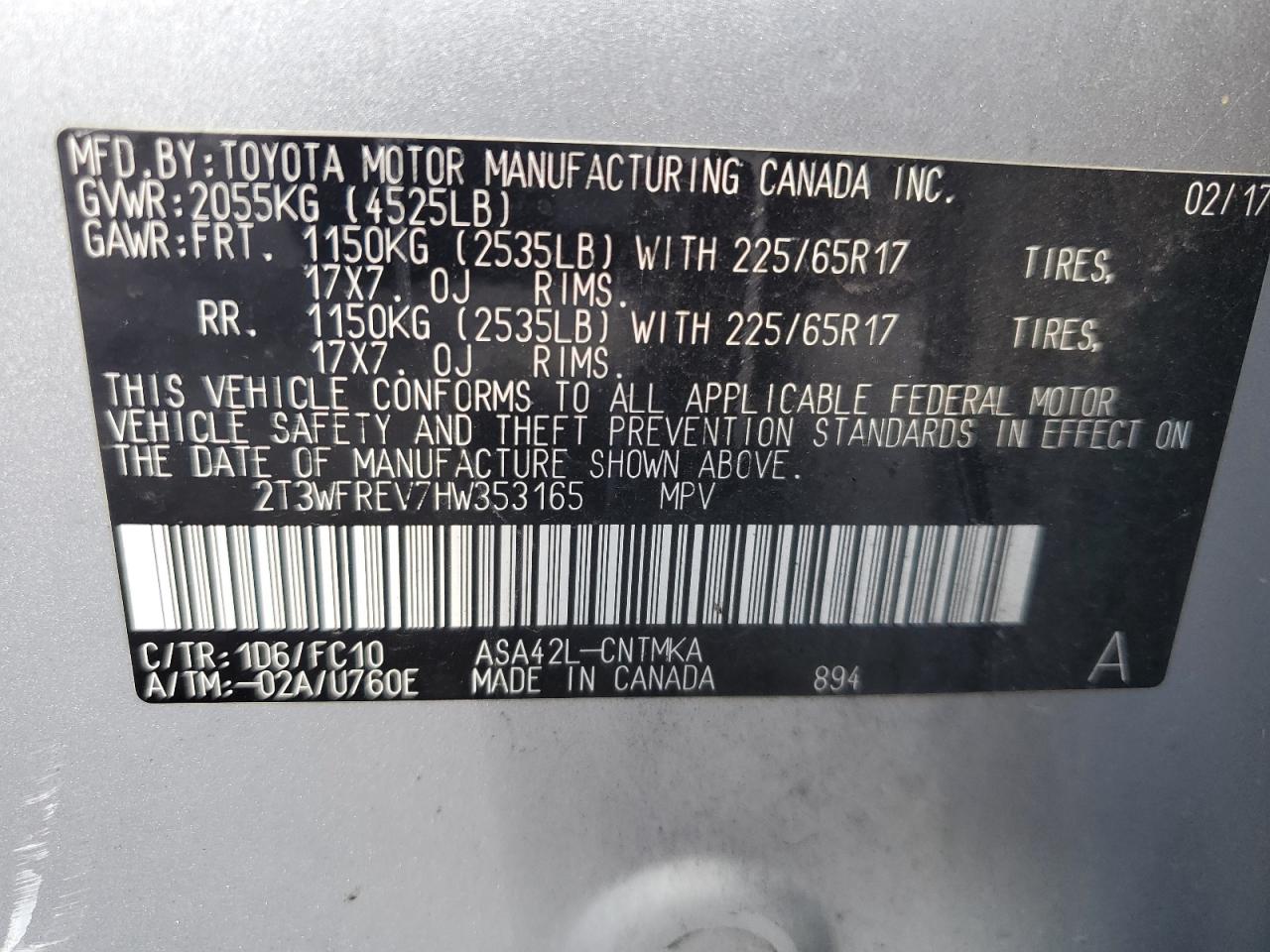 2T3WFREV7HW353165 2017 TOYOTA RAV 4 - Image 13