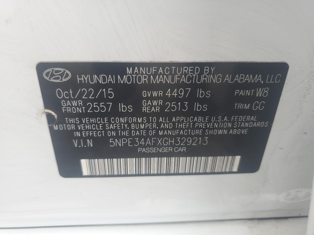 5NPE34AFXGH329213 2016 Hyundai Sonata Sport