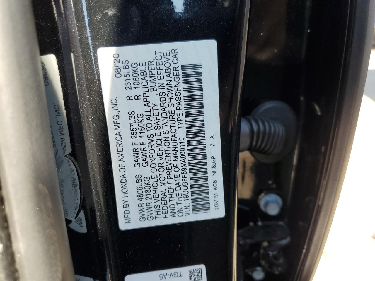 2021 Acura Tlx Tech A VIN: 19UUB5F59MA000110 Lot: 69482474