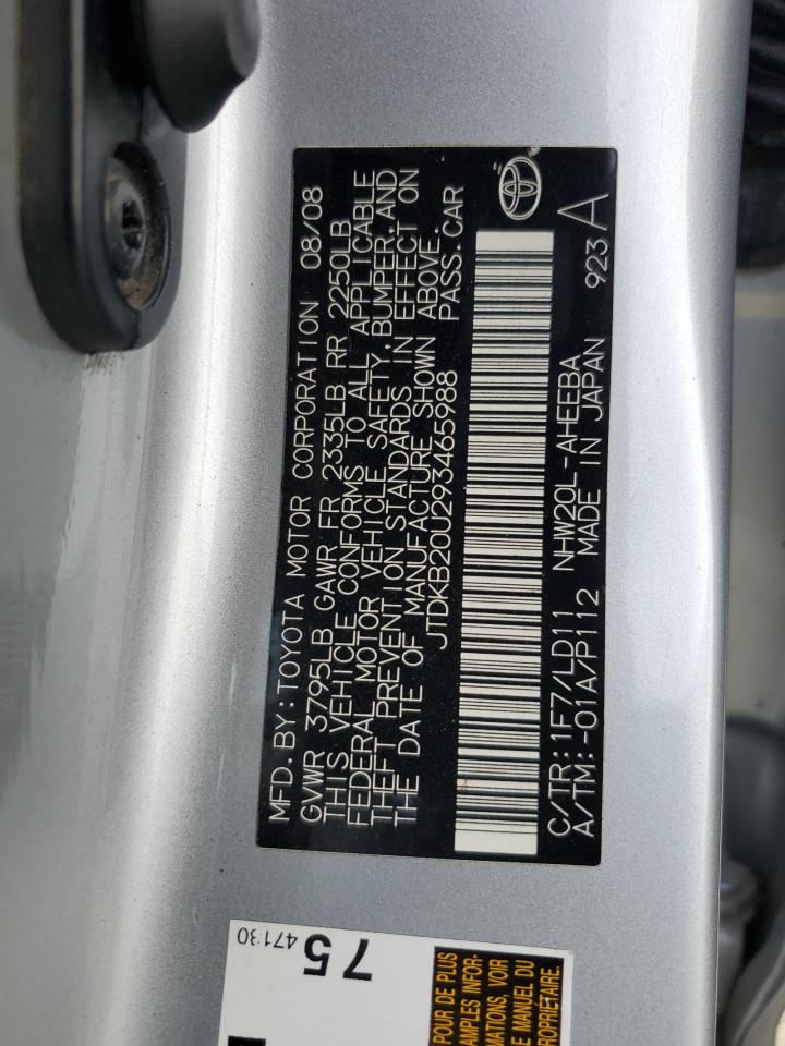 JTDKB20U293465988 2009 Toyota Prius