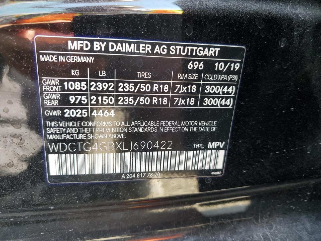 WDCTG4GBXLJ690422 2020 Mercedes-Benz Gla 250 4Matic