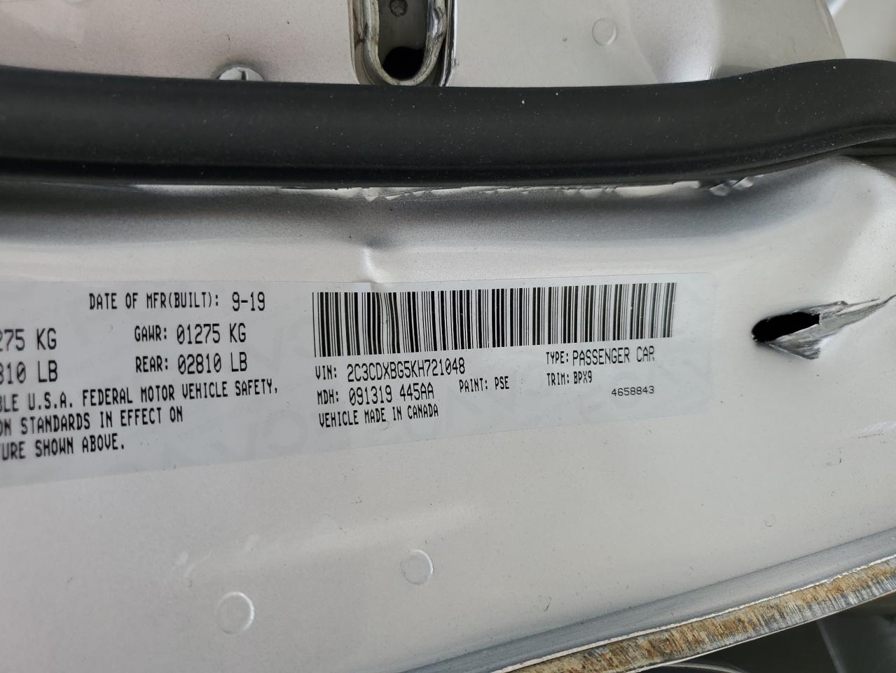 2C3CDXBG5KH721048 2019 Dodge Charger Sxt