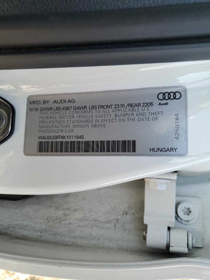 WAUGUGFFXK1011945 2019 Audi A3 Premium Plus