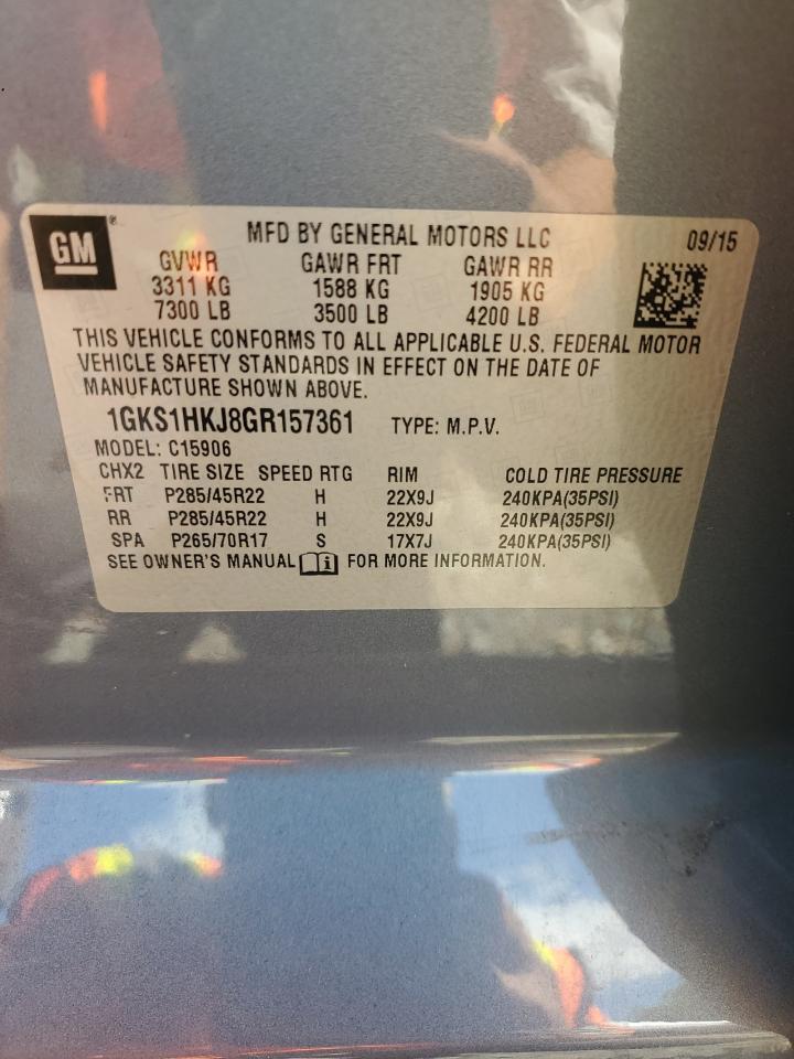 2016 GMC Yukon Xl Denali VIN: 1GKS1HKJ8GR157361 Lot: 73398354