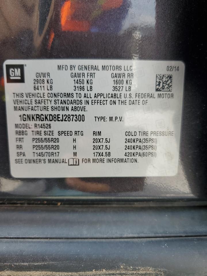 2014 Chevrolet Traverse Lt VIN: 1GNKRGKD8EJ287300 Lot: 72737904