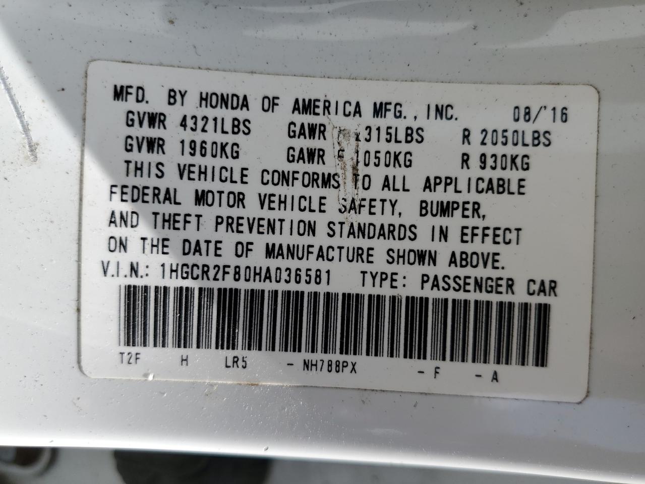 1HGCR2F80HA036581 2017 HONDA ACCORD - Image 15