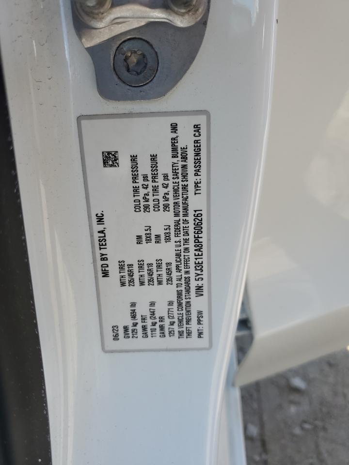 5YJ3E1EA8PF606261 2023 Tesla Model 3