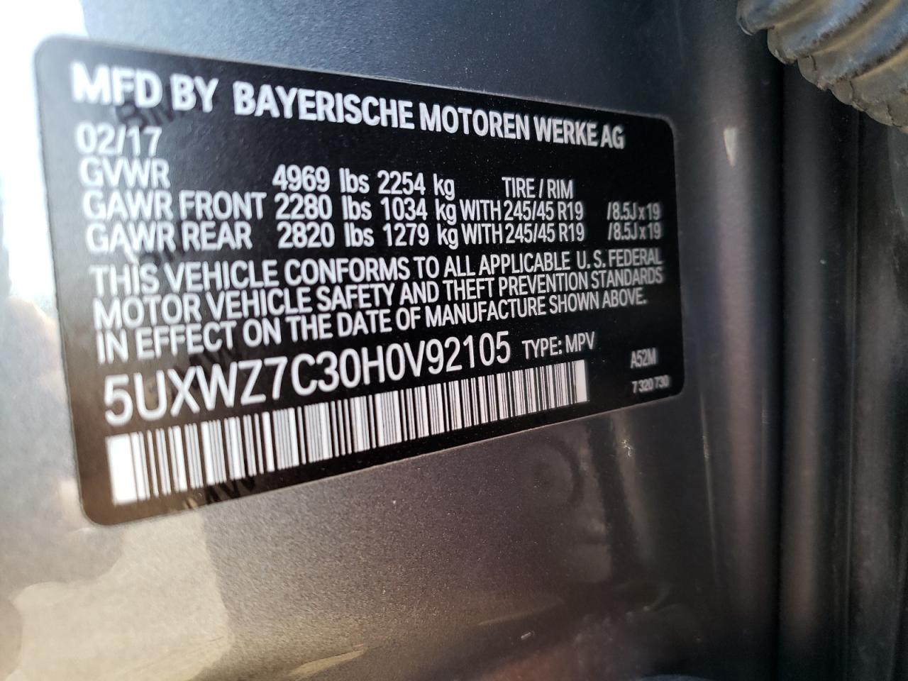 5UXWZ7C30H0V92105 2017 BMW X3 - Image 13