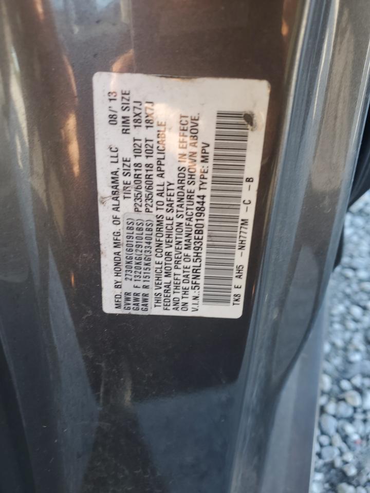 5FNRL5H93EB019844 2014 Honda Odyssey Touring