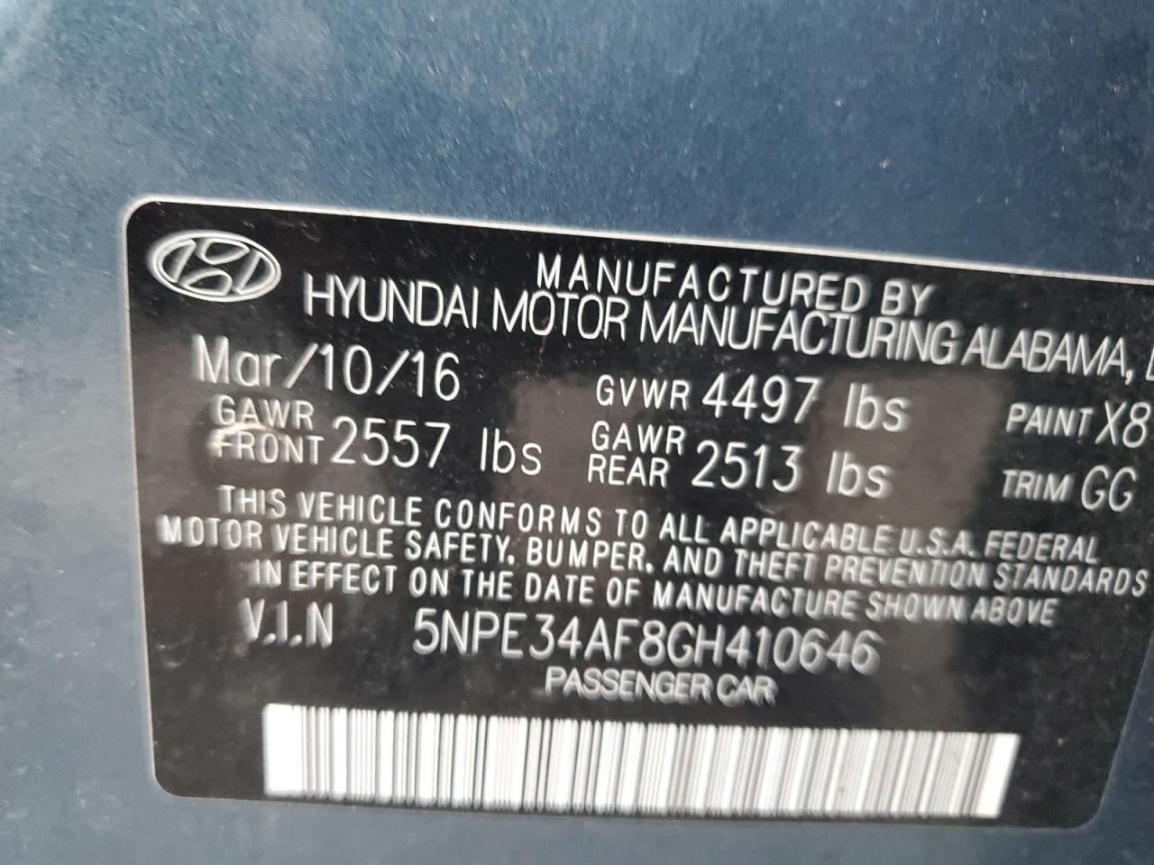 5NPE34AF8GH410646 2016 Hyundai Sonata Sport