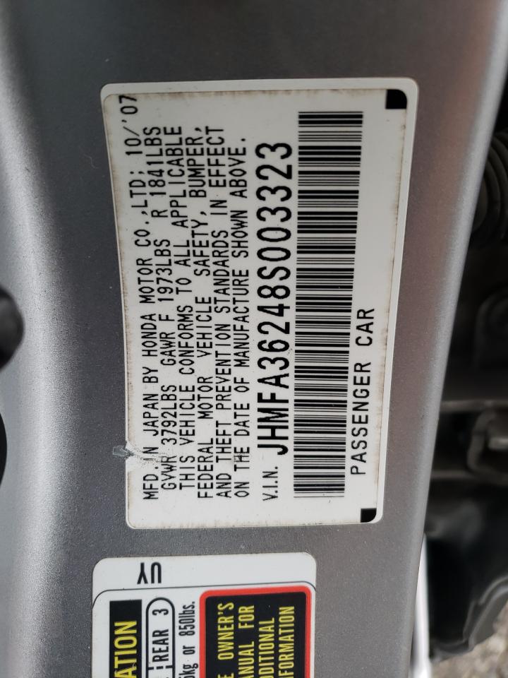 JHMFA36248S003323 2008 Honda Civic Hybrid