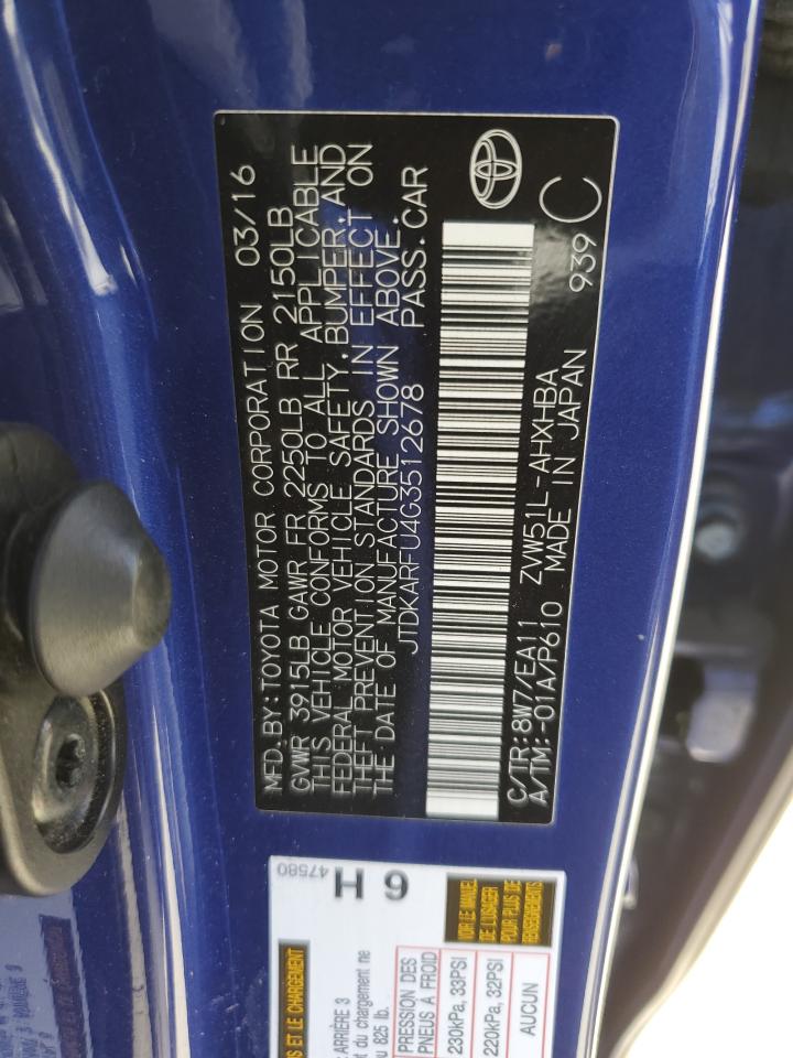 JTDKARFU4G3512678 2016 Toyota Prius