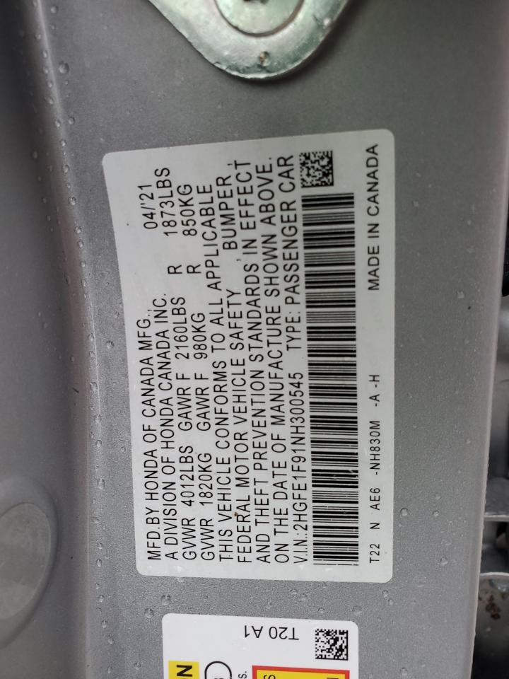 2HGFE1F91NH300545 2022 HONDA CIVIC - Image 13