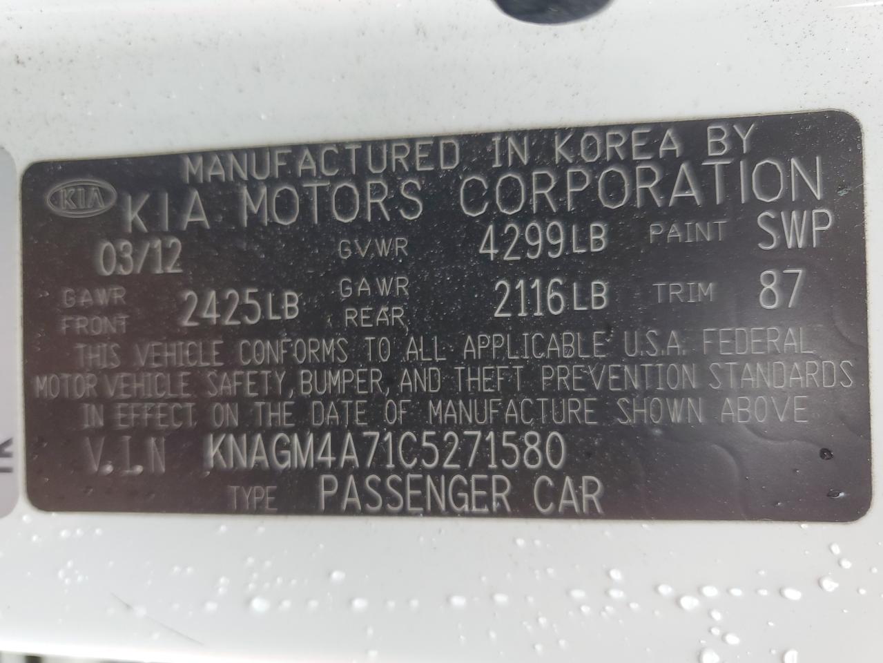 KNAGM4A71C5271580 2012 Kia Optima Lx