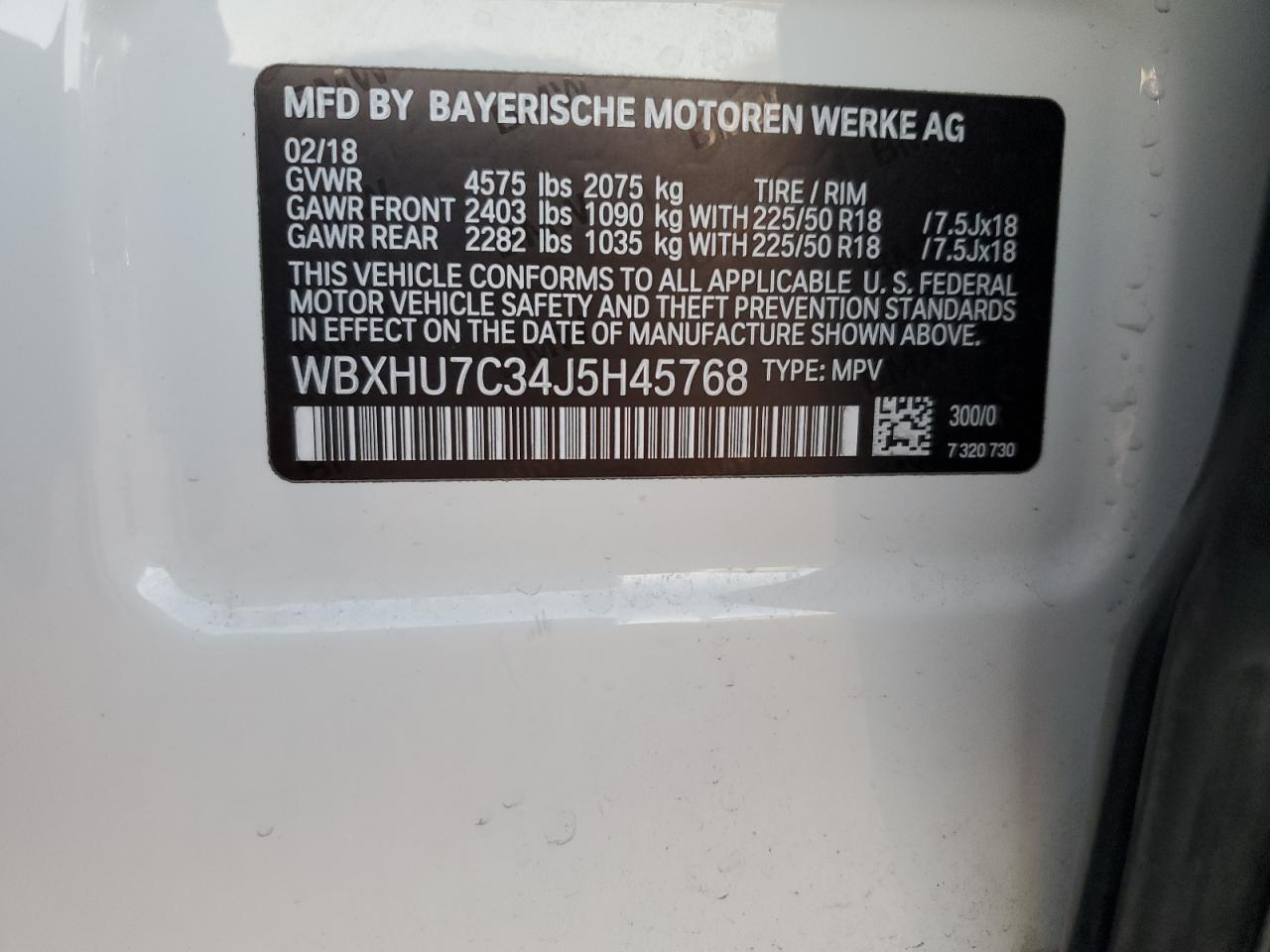 WBXHU7C34J5H45768 2018 BMW X1 Sdrive28I