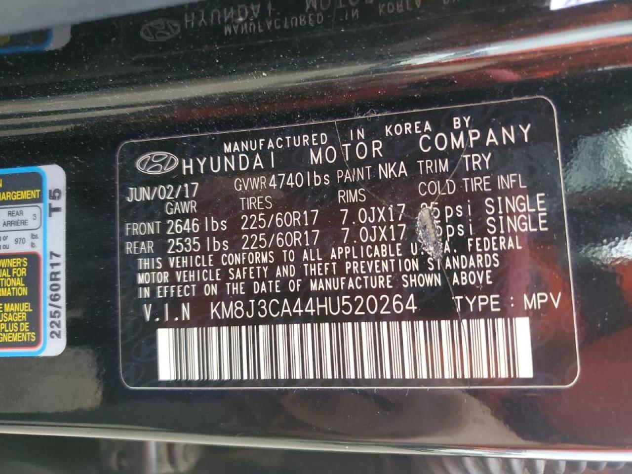 VIN KM8J3CA44HU520264 2017 HYUNDAI TUCSON no.14