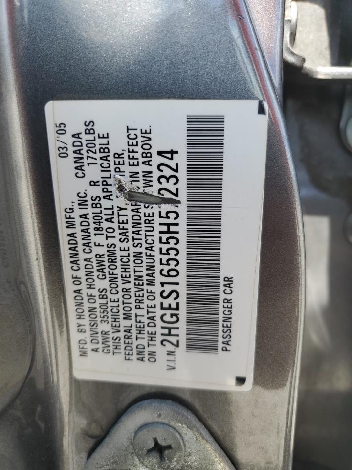 2HGES16555H572324 2005 Honda Civic Lx