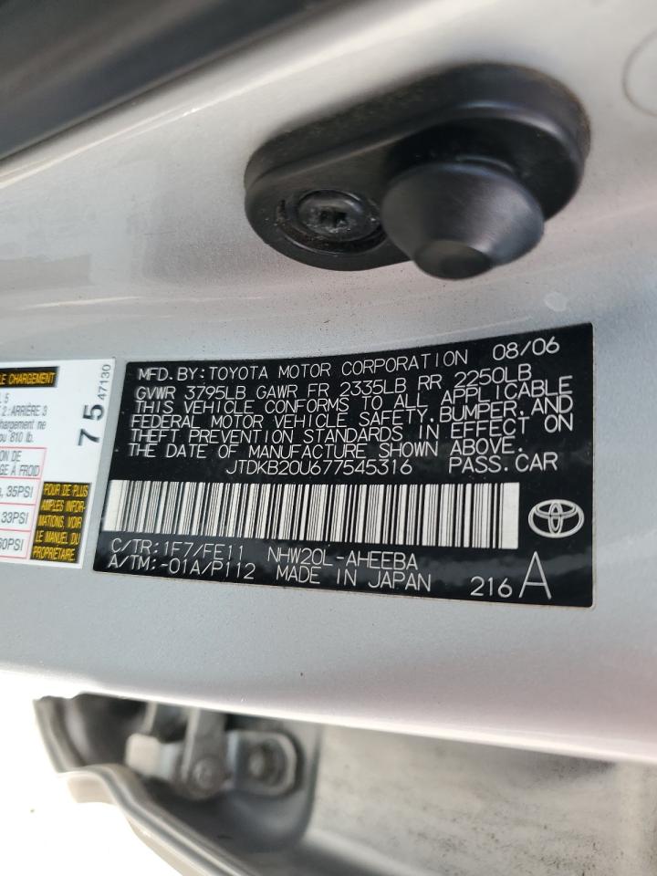 JTDKB20U677545316 2007 Toyota Prius