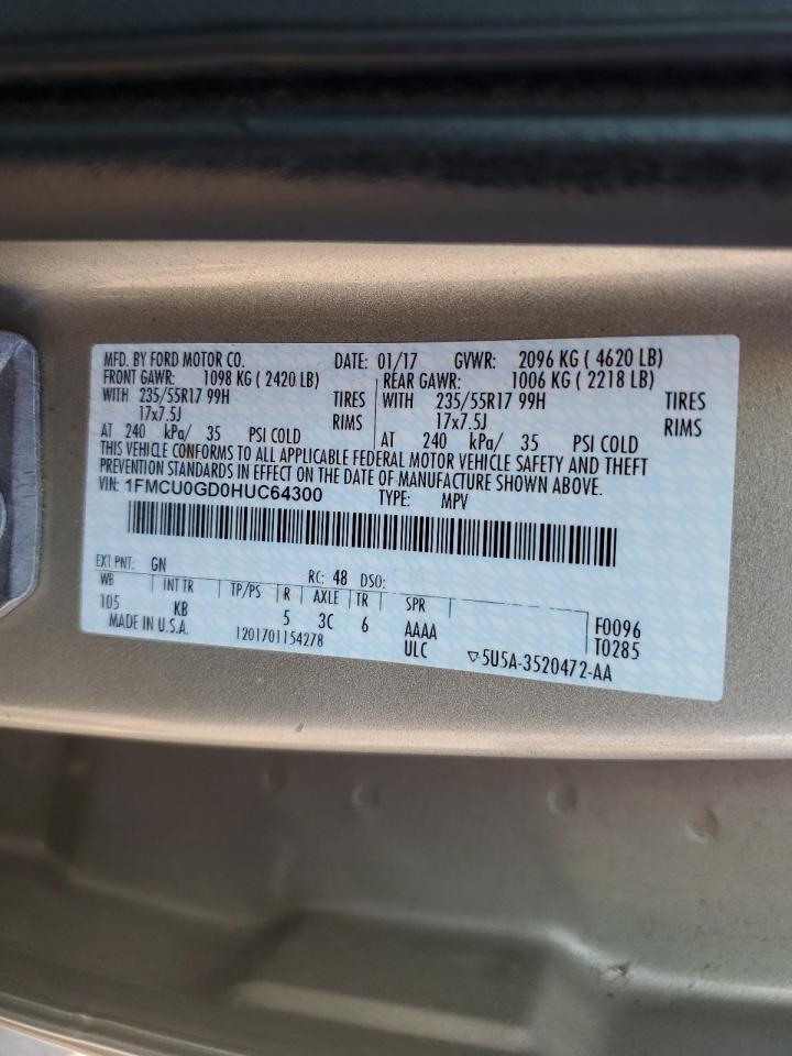 1FMCU0GD0HUC64300 2017 Ford Escape Se